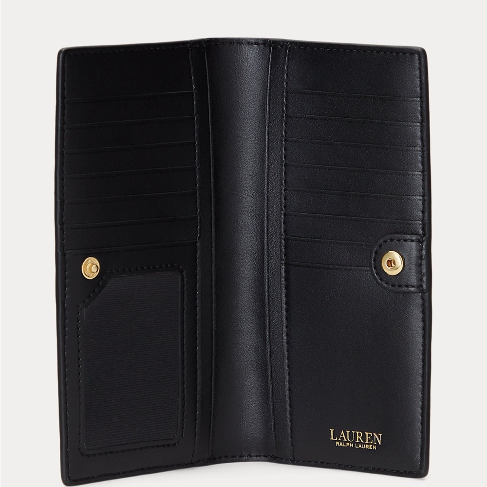 Ralph Lauren Print Crosshatch Leather Slim Wallet - Picture 3 of 6